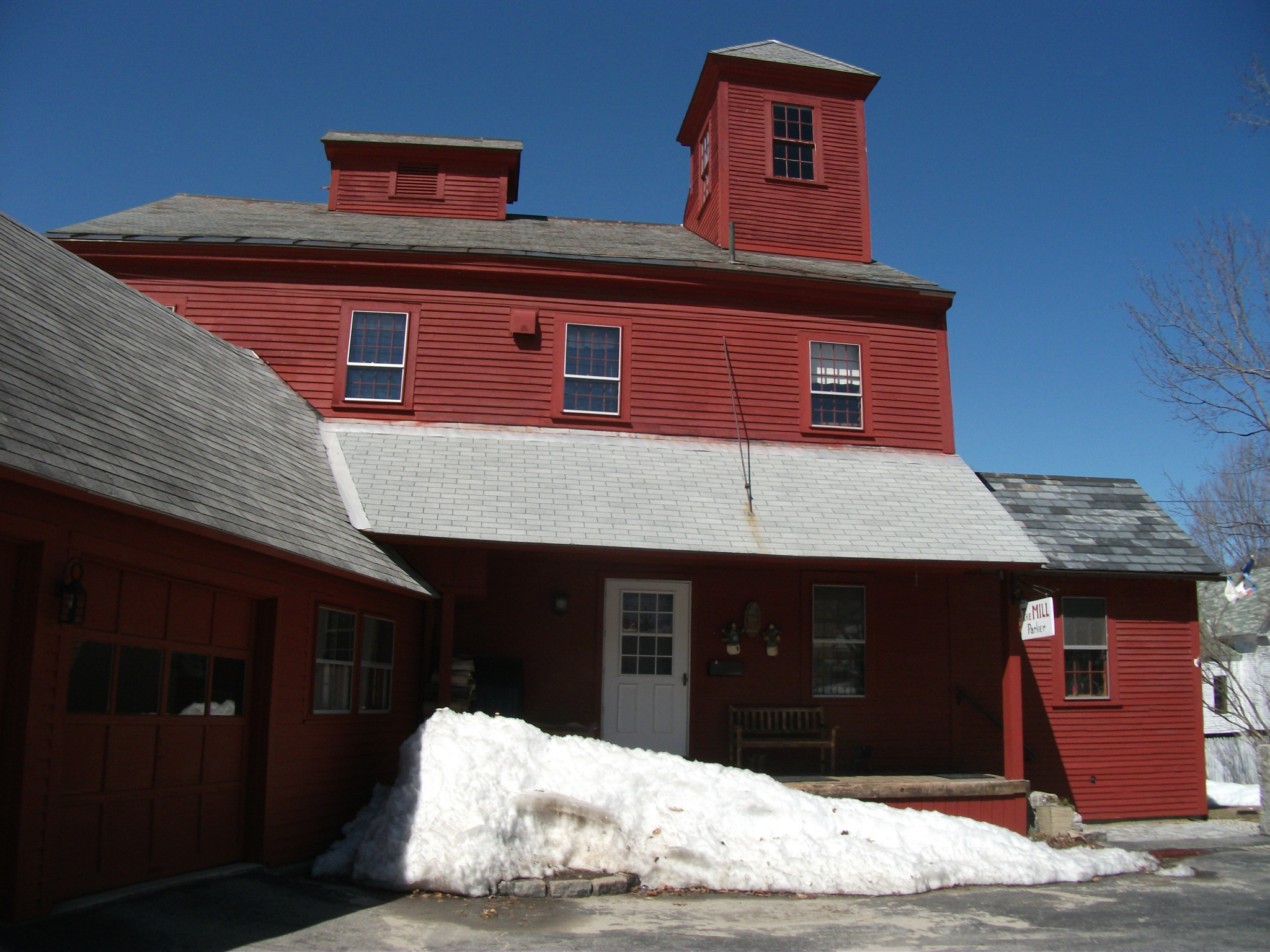 Historic red mill in New Boston